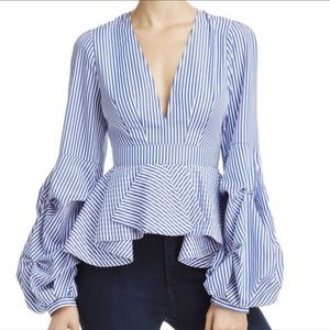 Alpha and Omega strip peplum top